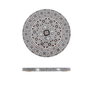 Grey Marrakesh Melamine Round Slab 28.5cm QTY:1