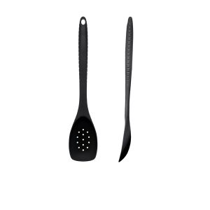 Black Silicone Slotted Spoon 30cm QTY:1