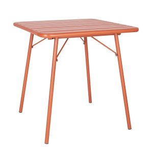 Bolero Terracotta Square Slatted Steel Table – 700mm