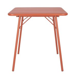 Bolero Terracotta Square Slatted Steel Table – 700mm