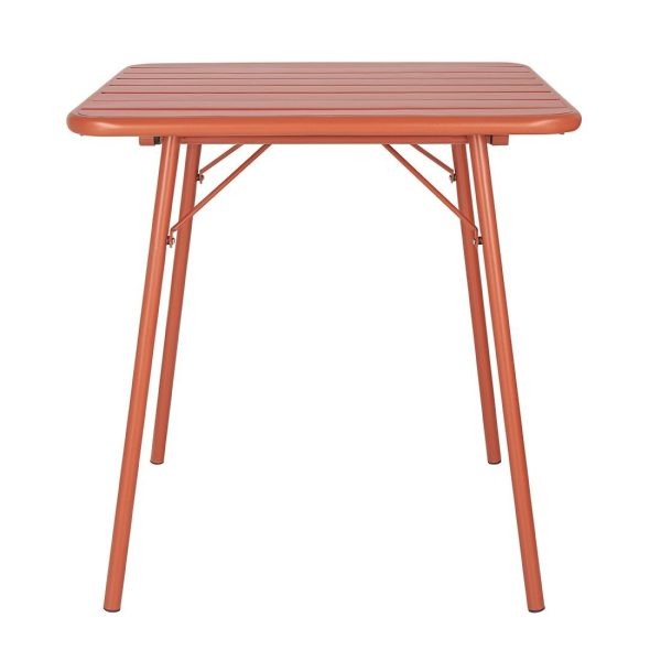 Bolero Terracotta Square Slatted Steel Table – 700mm