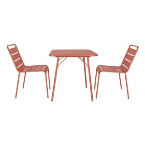 Bolero Terracotta Square Slatted Steel Table – 700mm