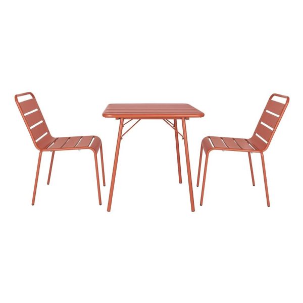 Bolero Terracotta Square Slatted Steel Table – 700mm