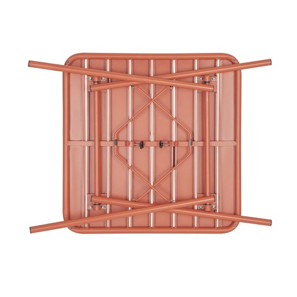 Bolero Terracotta Square Slatted Steel Table – 700mm