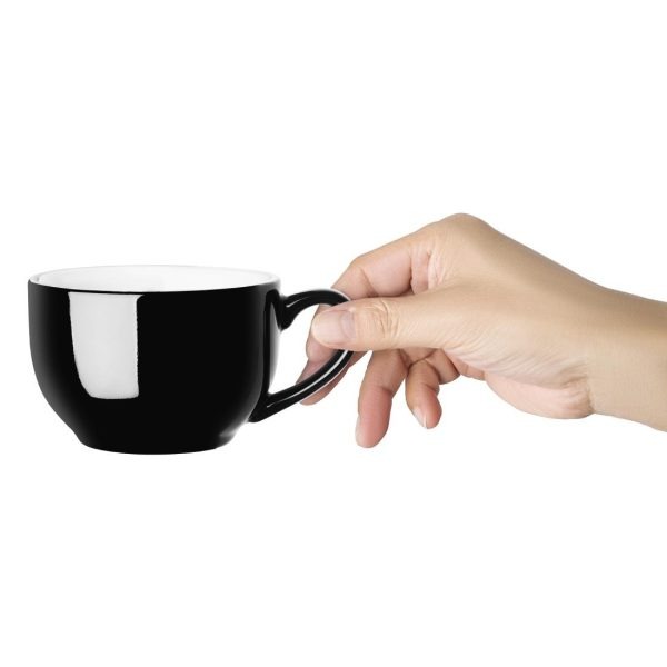 Olympia Cafe Cappuccino Cup Black – 340ml 11.5fl oz (Pack of 12)