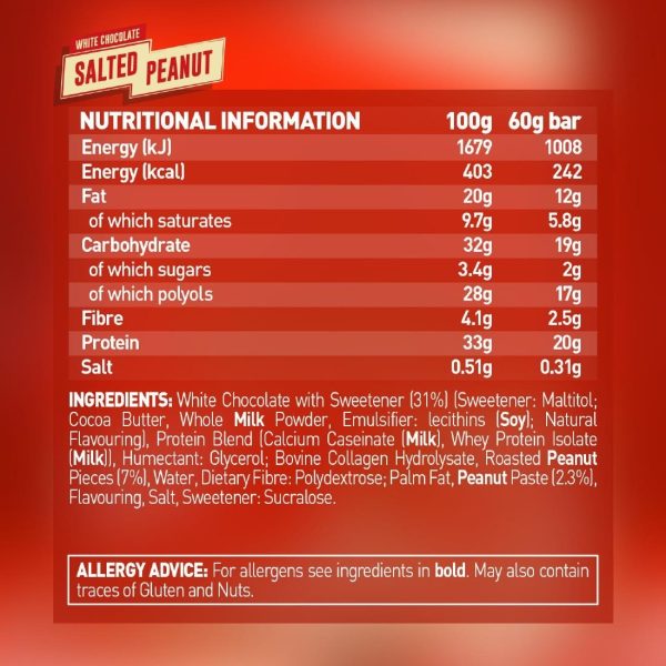Grenade Protein Bar White Chocolate Salted Peanut 60g (Pack of 12)