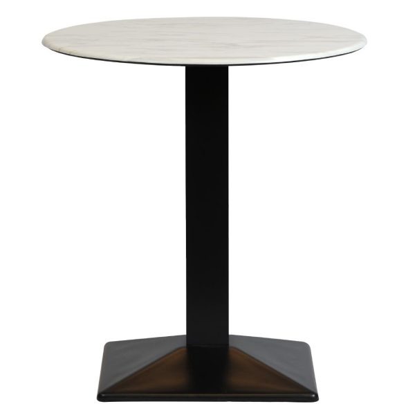 Turin Metal Base 600mm Round Dining Table with Laminate Top in Marble
