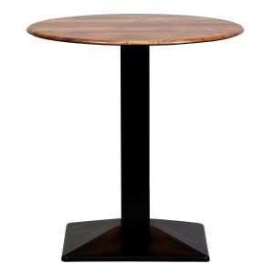 Turin Metal Base 600mm Round Dining Table w/Laminate Top in Planked Oak
