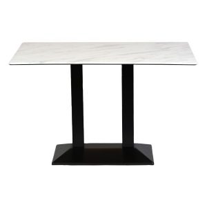 Turin Metal Base Rectangle Dining Table with Laminate Top in Marble
