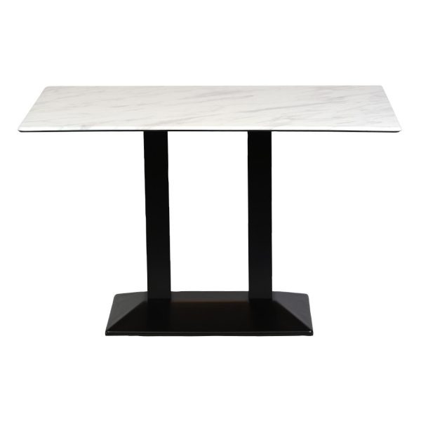 Turin Metal Base Rectangle Dining Table with Laminate Top in Marble