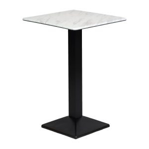 Turin Metal Base 700mm Square Poseur Table with Laminate Top in Marble