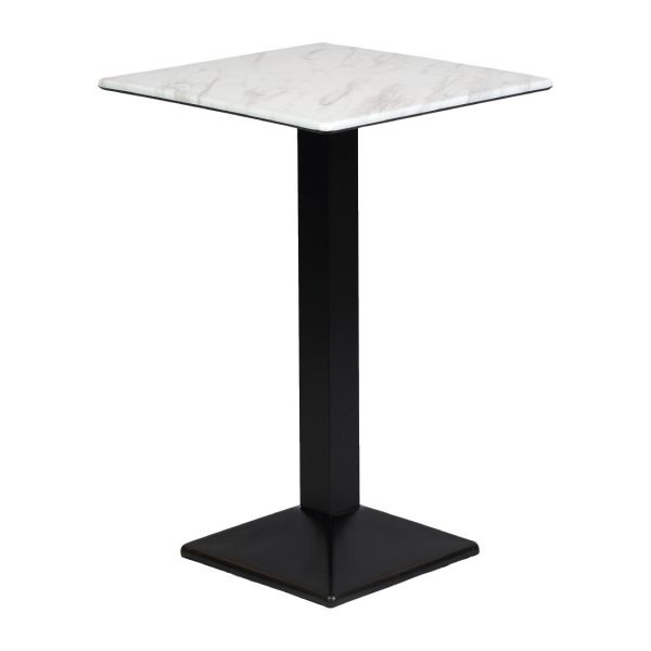 Turin Metal Base 700mm Square Poseur Table with Laminate Top in Marble