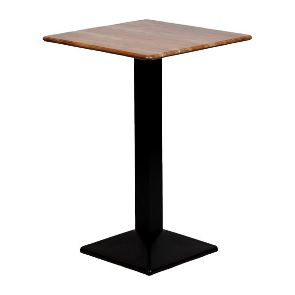 Turin Metal Base 700mm Square Poseur Table w/Laminate Top in Planked Oak