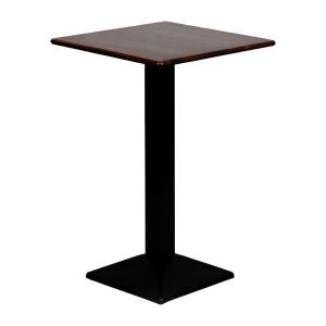Turin Metal Base 700mm Square Poseur Table with Laminate Top in Walnut