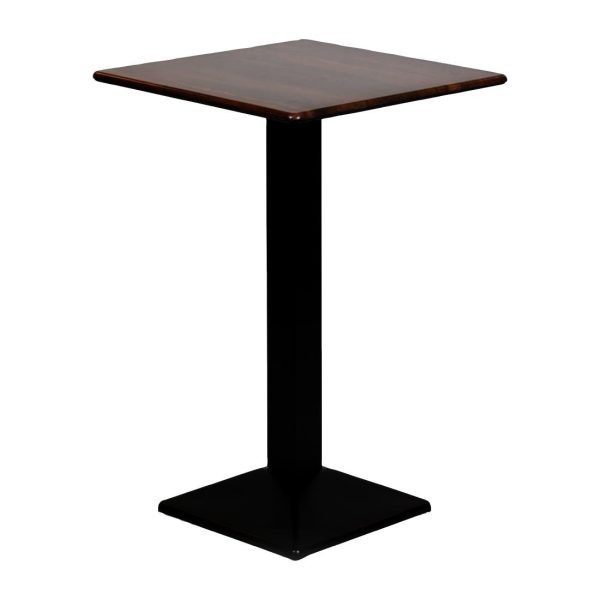 Turin Metal Base 700mm Square Poseur Table with Laminate Top in Walnut