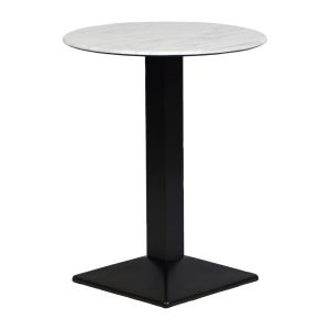 Turin Metal Base 600mm Round Poseur Table with Laminate Top in Marble