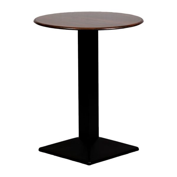 Turin Metal Base 600mm Round Poseur Table with Laminate Top in Walnut