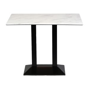 Turin Metal Base Rectangle Poseur Table with Laminate Top in Marble