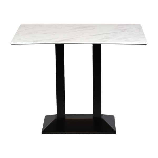 Turin Metal Base Rectangle Poseur Table with Laminate Top in Marble