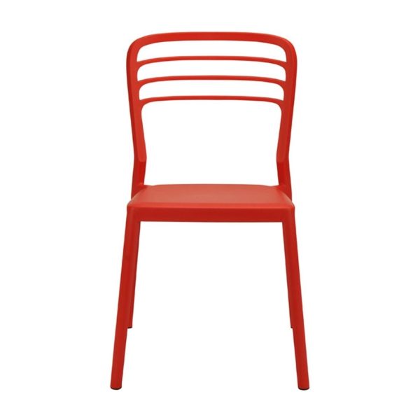 Newquay Ocean Plastic Outdoor Chair in Red (Pack of 4)