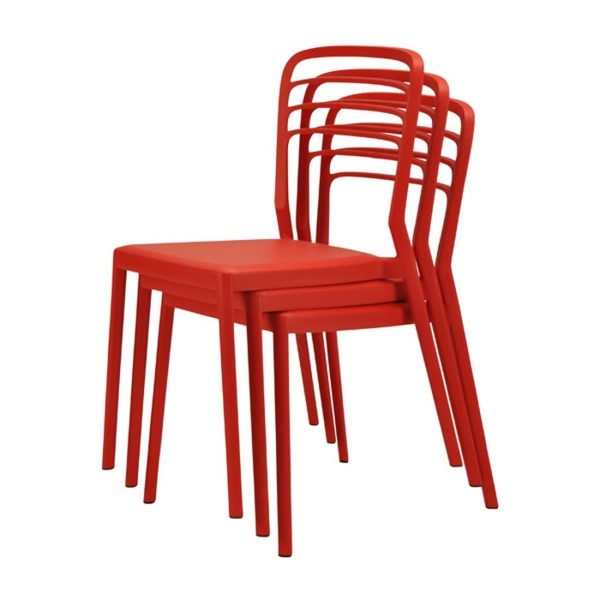 Newquay Ocean Plastic Outdoor Chair in Red (Pack of 4)