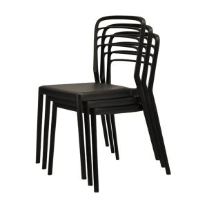 Newquay Ocean Plastic Outdoor Chair in Black (Pack of 4)
