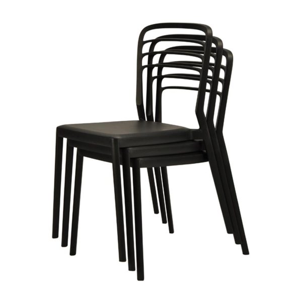 Newquay Ocean Plastic Outdoor Chair in Black (Pack of 4)