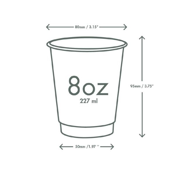 Vegware Hot Cup White Double Wall 8oz 79-Series (Pack of 500)
