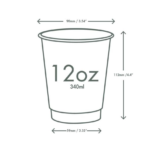 Vegware Hot Cup White Double Wall 12oz 89-Series (Pack of 500)