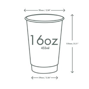 Vegware Hot Cup White Double Wall 16oz 89-Series (Pack of 400)