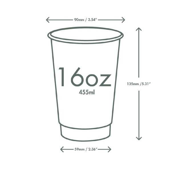 Vegware Hot Cup White Double Wall 16oz 89-Series (Pack of 400)