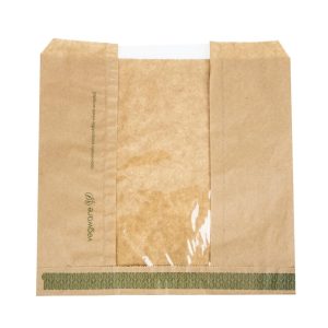 Vegware Compostable Kraft Sandwich Bags with NatureFlex Window Small (Pack of 1000)