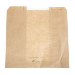 Vegware Compostable Kraft Sandwich Bags with NatureFlex Window Small (Pack of 1000)