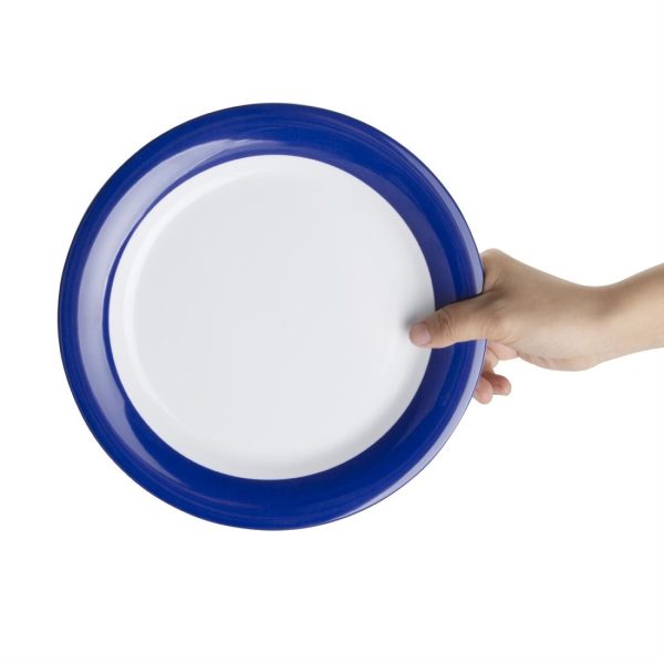 Olympia Kristallon Gala Melamine Plates Blue Rim 240mm (Pack of 6)