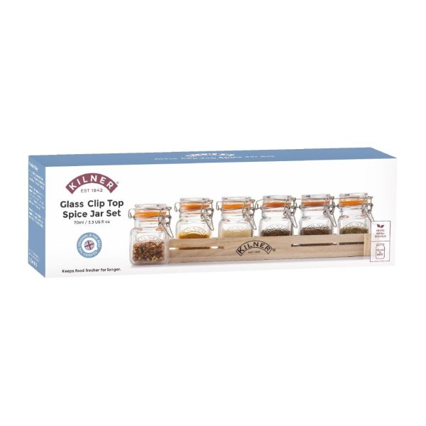 Kilner Glass Clip Top Spice Jar Set 70ml (Pack of 6)