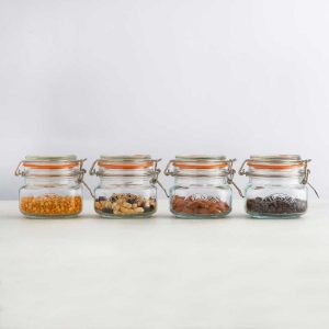 Kilner Square Clip Top Jar 0.5Ltr (Pack 4)    