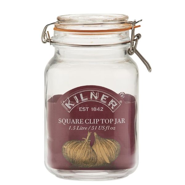 Kilner Square Clip Top Jar 1.5Ltr (Pack 4)         