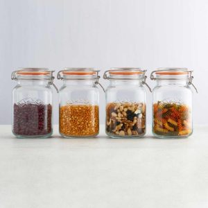 Kilner Square Clip Top Jar 1.5Ltr (Pack 4)         