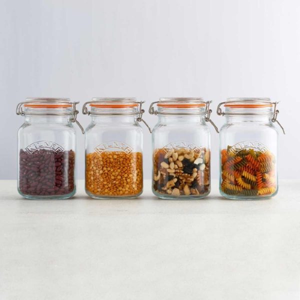 Kilner Square Clip Top Jar 1.5Ltr (Pack 4)         