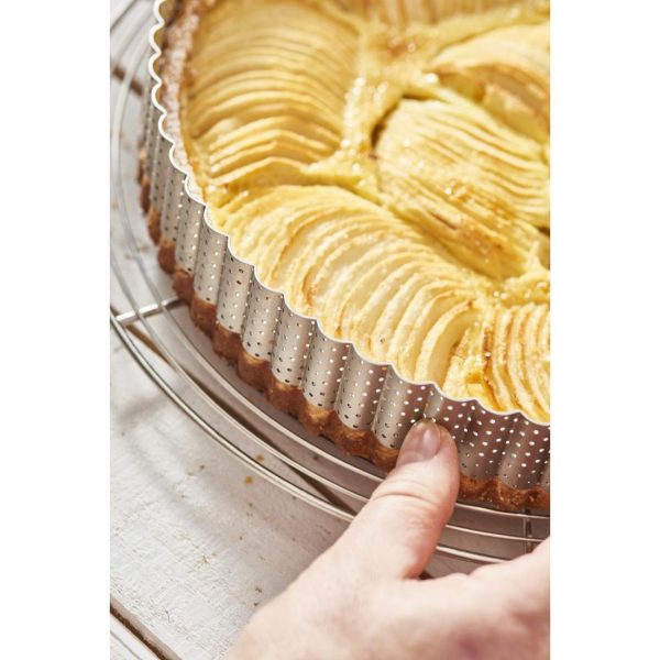 De Buyer Perforated Fluted Stainless Steel Tart Ring 320mm