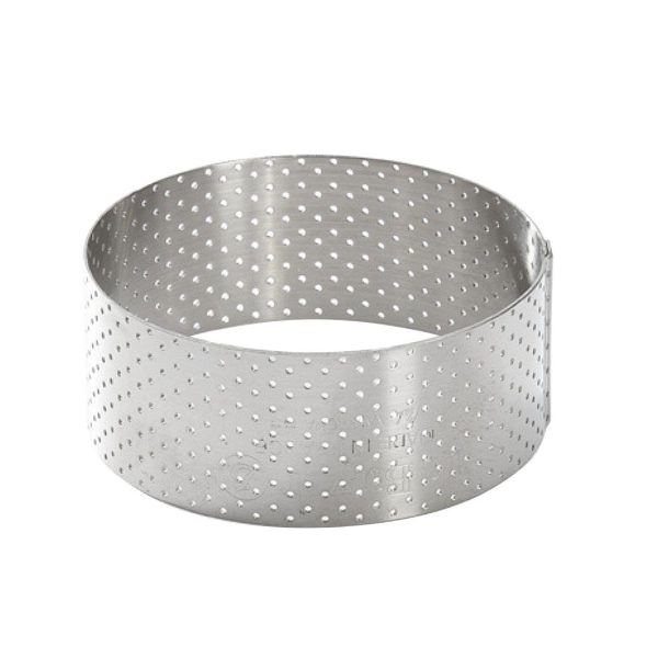 De Buyer Perforated Stainless Steel Straight Tart Ring 85x35mm