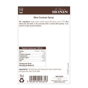 Monin Premium Blue Curacao Syrup 700ml