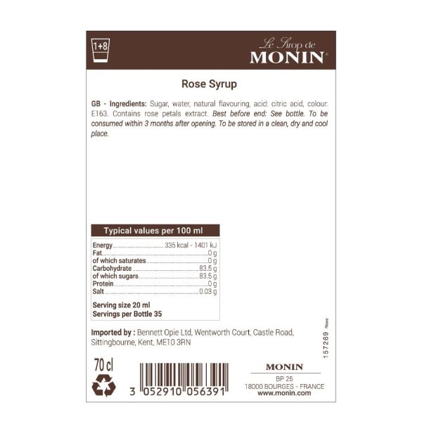 Monin Premium Rose Syrup 700ml