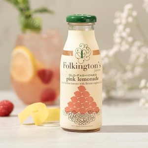 Folkington’s Juices Pink Lemonade Glass Bottle 250ml (Pack of 12)