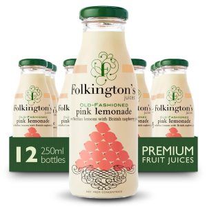 Folkington’s Juices Pink Lemonade Glass Bottle 250ml (Pack of 12)