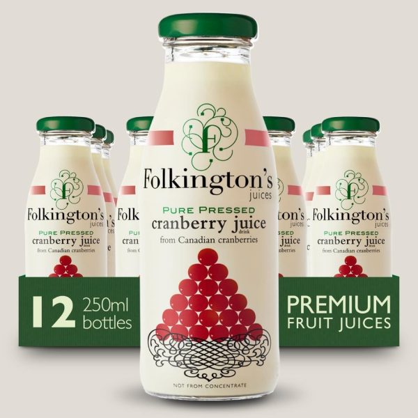 Folkington’s Juices Cranberry Glass Bottle 250ml (Pack of 12)