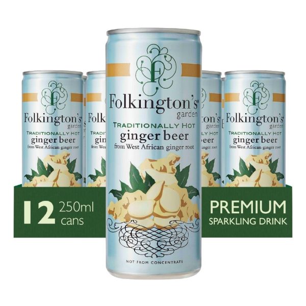 Folkington’s Sparkling Drinks Ginger Beer Can 250ml (Pack of 12)