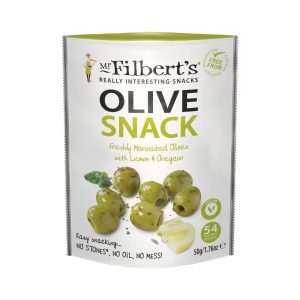Mr Filbert’s Green Olives Lemon & Oregano 50g (Pack of 12)