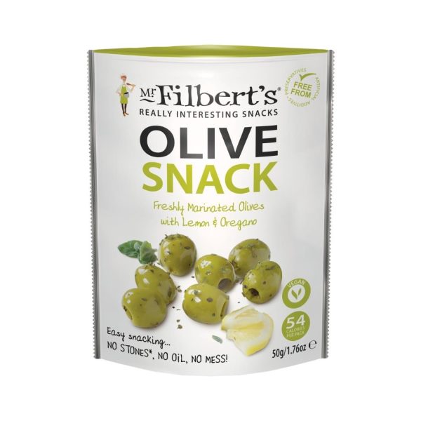 Mr Filbert’s Green Olives Lemon & Oregano 50g (Pack of 12)