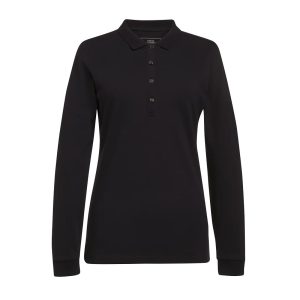 Brook Taverner Anna Womens Long Sleeve Polo Shirt Black Size L